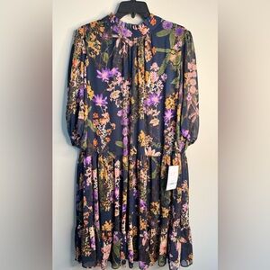 Maison Tara NWT Women’s Plus Navy Floral Balloon Sleeve Ruffle Dress - Size 20W